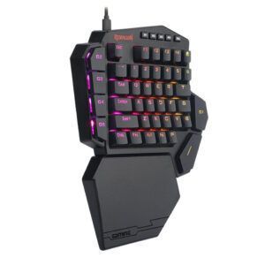 Redragon K585 DITI Teclado mecánico RGB con una sola mano, teclado profesional para juegos tipo C con 7 teclas macro integradas, reposamuñecas desmontable, 42 teclas (interruptor negro-azul)