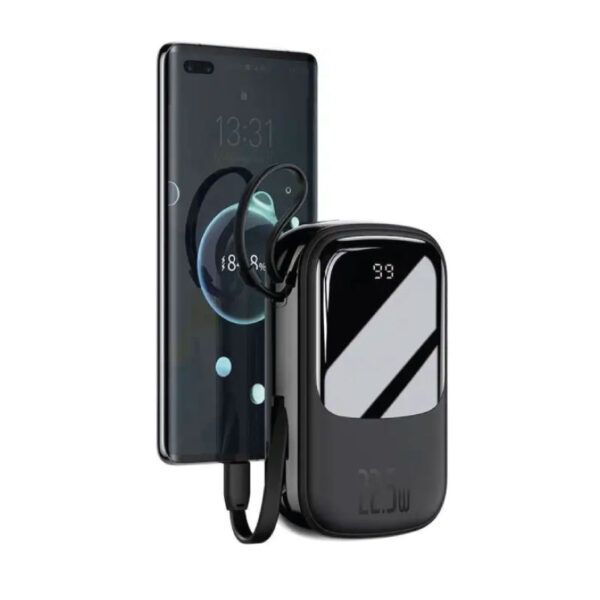 Baseus-batería externa para teléfono, cargador portátil de 20000mAh, PD, carga rápida, Cables integrados