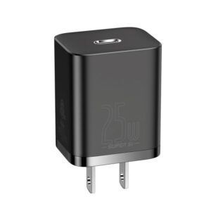 Baseus Type-C 25W Super Si Quick Charger US Sets Negro con 1M 3A Dual Type-C Cable Negro