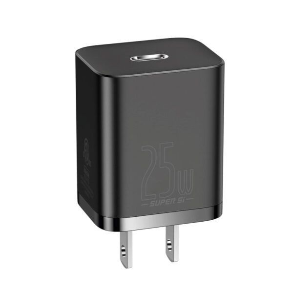Baseus Type-C 25W Super Si Quick Charger US Sets Negro con 1M 3A Dual Type-C Cable Negro