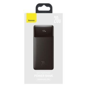 Baseus Bipow Digital Display Power bank 10000mAh 20W 2x USB / USB Tipo C / micro USB 20W Carga rápida AFC FCP negro