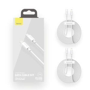 Cable de datos Tipo-C a Lightning Base 5A simple sabiduría 1.5m  blanco SET 2PZ.