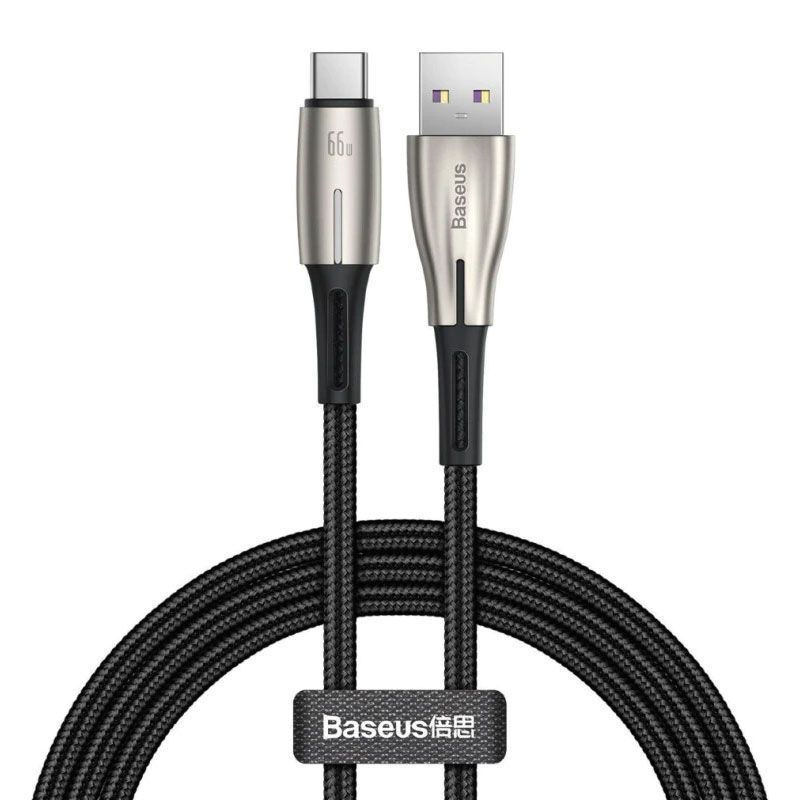 Baseus-cable en forma de gota de agua, cable de sobrealimentación para tipo C 66W 1m /2m negro