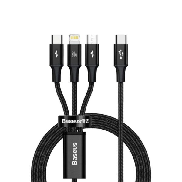 Cable baseus 20w tipo c rapido 3 en 1