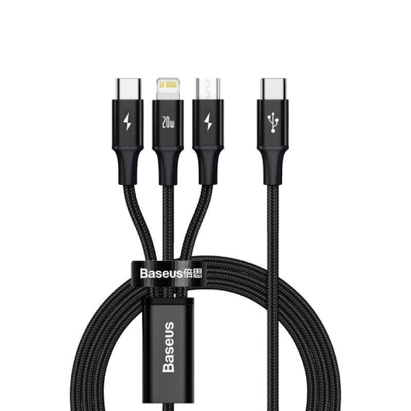 Cable baseus 20w tipo c rapido 3 en 1