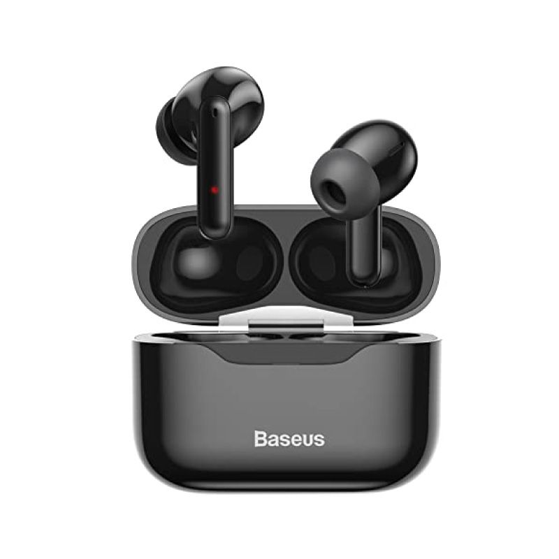 Baseus Auriculares inalámbricos con cancelación activa de ruido, Bluetooth 5.1 Smart Touch Control ANC IPX6 Auriculares impermeables en la oreja con micrófono incorporado Auriculares TWS estéreo negro