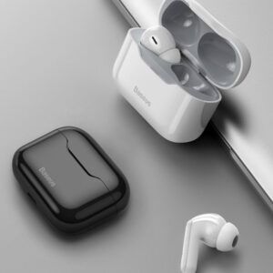 Baseus Auriculares inalámbricos con cancelación activa de ruido, Bluetooth 5.1 Smart Touch Control ANC IPX6 Auriculares impermeables en la oreja con micrófono incorporado Auriculares TWS estéreo negro