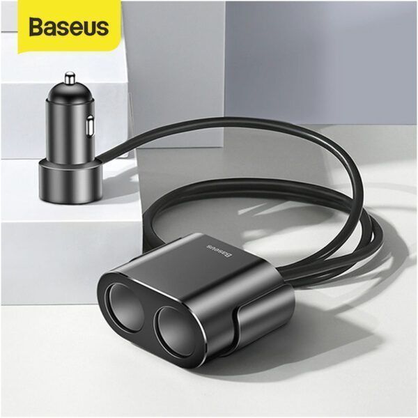 Baseus High Efficiency One to Two Encendedor de cigarrillos (encendedor de cigarrillos dual 80W + USB dual 3.1A) Negro