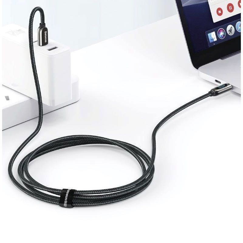 Cable de datos de carga rápida pantalla bs tipo c a tipo c 100w 1m - 2m