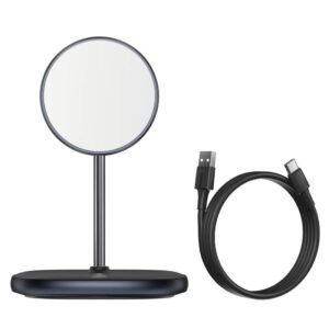 Baseus Cargador Inalámbrico Swan, Soporte de Escritorio Magnético para iPhone 12, 15W Negro