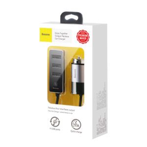 Baseus-cargador de coche de cuatro interfaces, salida, 5,5a, gris oscuro