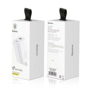 BASEUS 24W Puerto USB único Carga inalámbrica Cargador rápido Cargador de pared de viaje – Blanco / Enchufe estándar CN