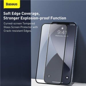 Baseus iPhone 12/12 Pro 0.23 mm Curvo T-Glass resistente a las grietas (2 piezas) Negro