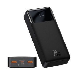 Baseus Bipow Digital Display Power bank 20000mAh 20W 2x USB / USB Tipo C / micro USB 20W Carga rápida AFC FCP negro