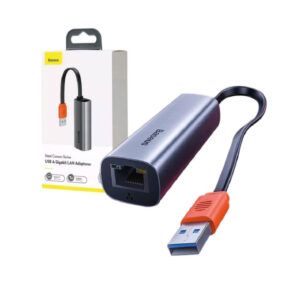 Hub adaptador USB baseus steel cannon series, adaptador lan Gigabit, color gris oscuro