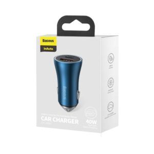 Cargador coche baseus usb type c 40w azul