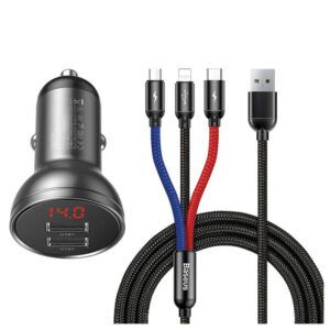 Baseus-cargador rápido para coche, dispositivo de carga rápida de 45W, doble SCP 4,0 3,0, USB, para Xiaomi, Huawei, tipo C