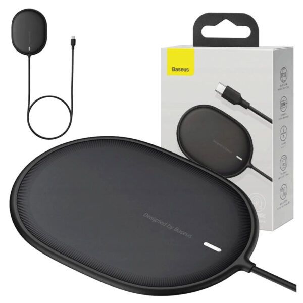 Cargador inalámbrico Baseus , carga rápida, negro, USB tipo C, 15 W, magnético