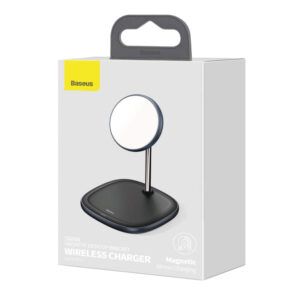 Baseus Cargador Inalámbrico Swan, Soporte de Escritorio Magnético para iPhone 12, 15W Negro