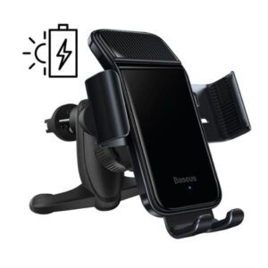 Baseus Sensor inteligente de energía Solar coche inalámbrico eléctrica de ventilación de aire soporte para iPhone, Samsung, teléfono Xiaomi titular