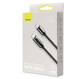 Cable de datos de carga rápida pantalla bs tipo c a tipo c 100w 1m - 2m