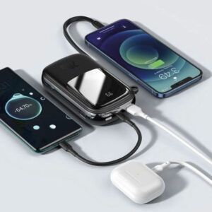Baseus Qpow Pantalla digital carga rápida banco de energía 20000mAh 20W (con cable IP) Negro PPQD-H01