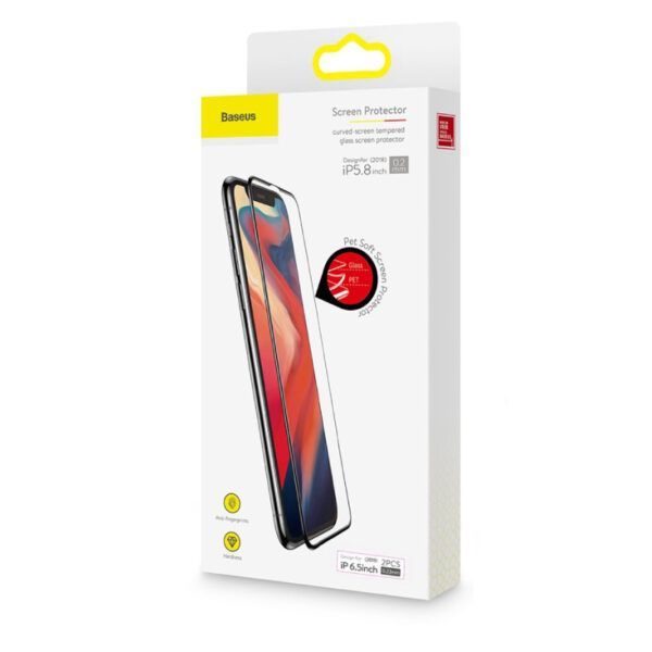 Baseus 2x protector de pantalla de cristal templado curvo anti-blue light full-screen para iPhone 11 Pro Max / iPhone XS Max negro