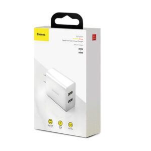 Baseus 10.5W Velocidad Mini Dual USB Cargador De Viaje Para IPhone IPad Samsung Smartphone Tablet – Enchufe Estándar De CN