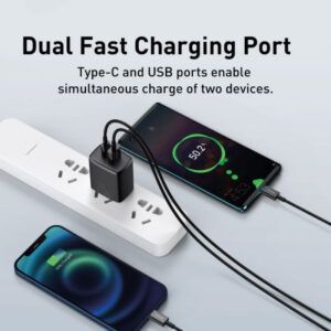Baseus Cargador rápido, enchufe (Negro)  20W USB tipo C Compacto