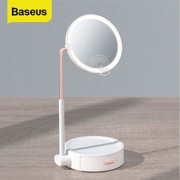 Baseus  Espejo de maquillaje iluminado con caja de almacenamiento