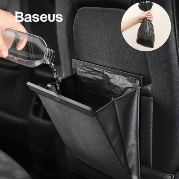 Baseus Bolsa de basura Grande para Asiento Trasero de Autos Marrón / Negra