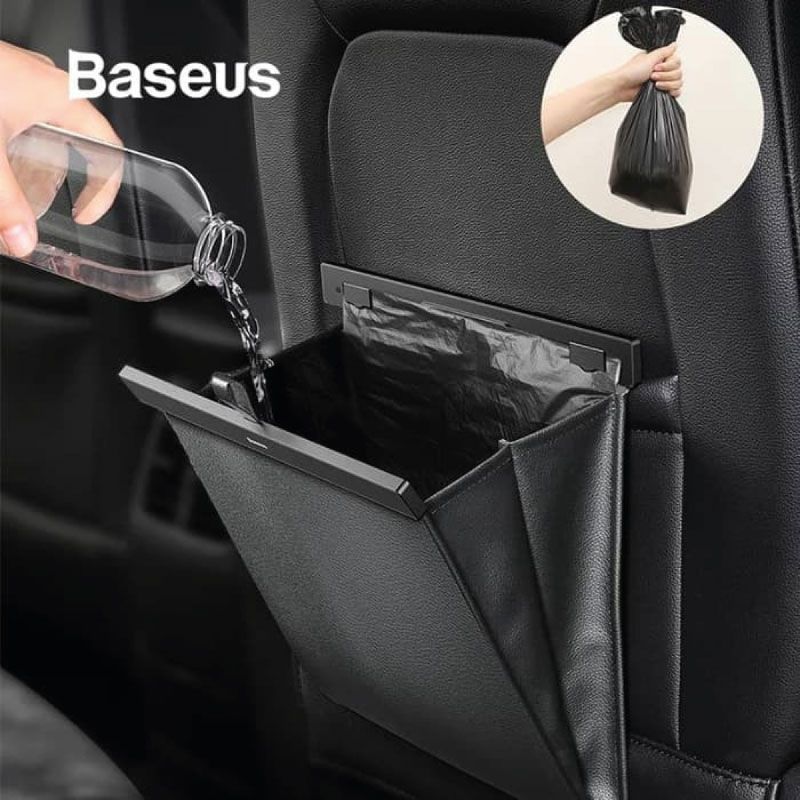 Baseus Bolsa de basura Grande para Asiento Trasero de Autos Marrón / Negra
