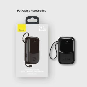Baseus-batería externa para teléfono, cargador portátil de 20000mAh, PD, carga rápida, Cables integrados