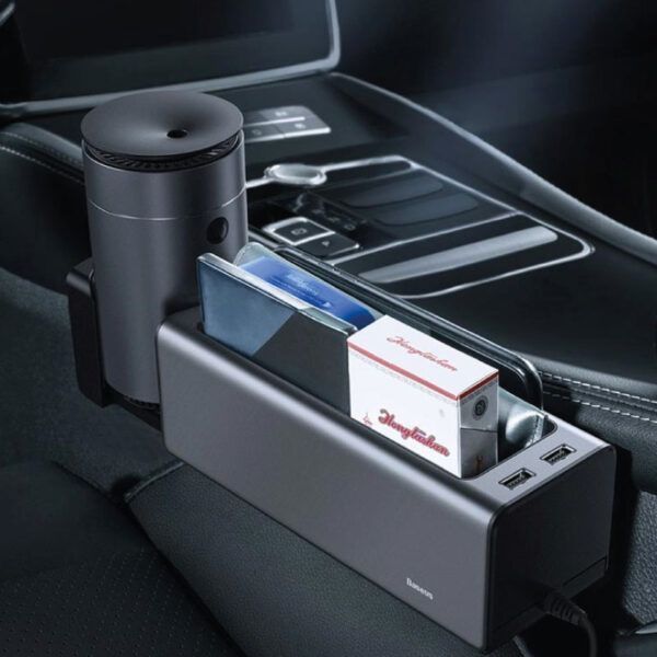 Baseus portavasos organizador de coche usb hub negro