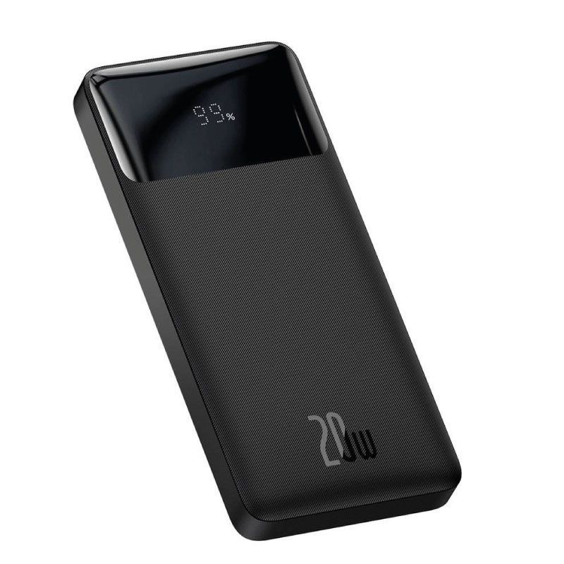 Baseus Bipow Digital Display Power bank 10000mAh 20W 2x USB / USB Tipo C / micro USB 20W Carga rápida AFC FCP negro