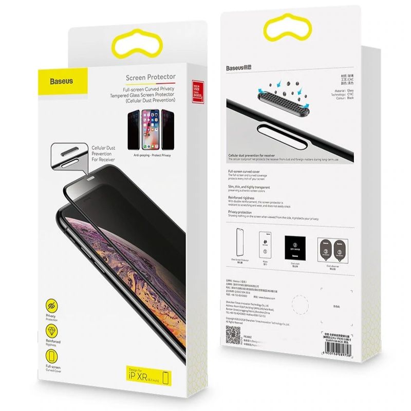Protector de Pantalla con Filtro de Privacidad y Protector de Polvo de Altavoces para Apple iPhone XR / 11