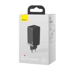 Adaptador de red Baseus GaN2 Pro, Quick Charge, 220 V, negro, USB tipo-A, USB tipo C, con cable USB tipo C - USB tipo C, 65 W, 3 puertos
