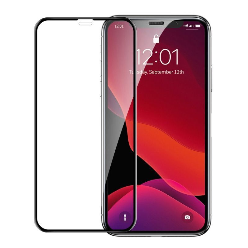 Protector de pantalla de vidrio templado de pantalla curva Baseus de 0,23 mm con bordes resistentes a las grietas Para iP XS Max 6,5 pulgadas 2 uds. negro
