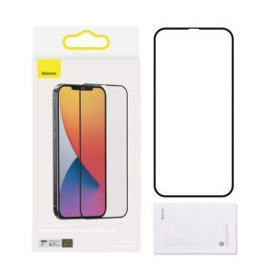 Baseus iPhone 12 Pro Max 0.23 mm T-Glass curvo con bordes resistentes a grietas (2 piezas) Negro