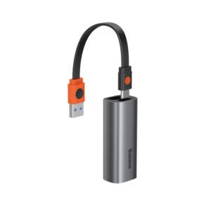 Adaptador Lan Gigabit bidireccional USB A y tipo C de la serie Steel Cannon de Baseus Gris oscuro