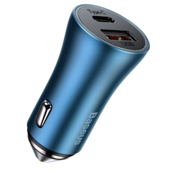 Cargador coche baseus usb type c 40w azul