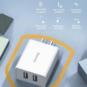Baseus 10.5W Velocidad Mini Dual USB Cargador De Viaje Para IPhone IPad Samsung Smartphone Tablet - Enchufe Estándar De CN