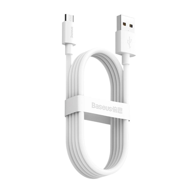 Kit de cable de datos Baseus  USB a Micro 2.1A (2PCS / Set) 1.5m Blanco