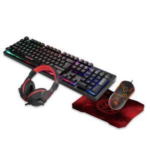 Combo marvo, teclado, audífonos, mouse y pad