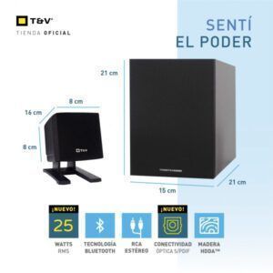 Parlante Thonet & Vander 2.1 Spiel cinema 25 watts bluetooth 3.5mm S/PDIF negro