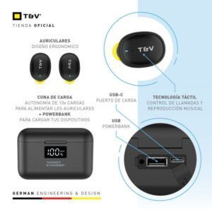 Audífono con micrófono Thonet & Vander Earbuds Bohne Topp TWS bluetooth schwarz