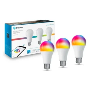 PAQUETE DE 3 FOCOS LED RGB CONTROLADO POR Wi-Fi 10W STEREN