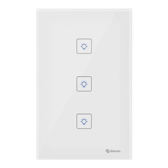 INTERRUPTOR (TOUCH) "TRIPLE" WiFi DE PARED. "CON NEUTRO" STEREN