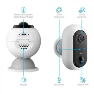 CAMARA DE SEGURIDAD WIFI FULL HD FIJA COON BATERIA STEREN