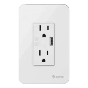 ENCHUFE DOBLE Wi-Fi* Y CARGADOS USB, CON PLACA PARA PARED